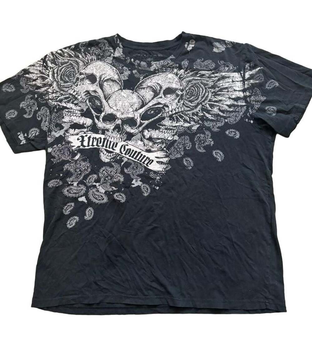 Xtreme Couture Graphic T-Shirt Size 3XL Black Skull Wings Y2K